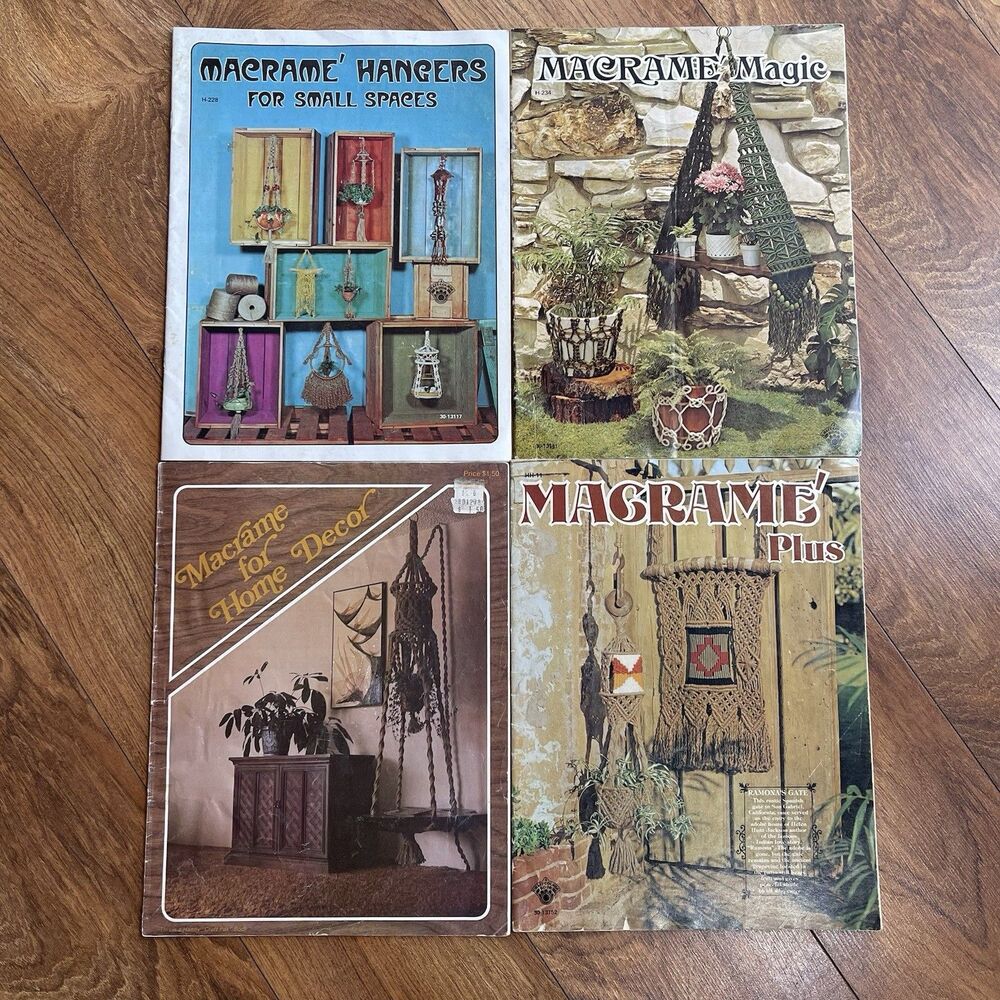 Vintage Macrame Pattern Instruction Books Lot Of 4 1970s Ephemera Craft